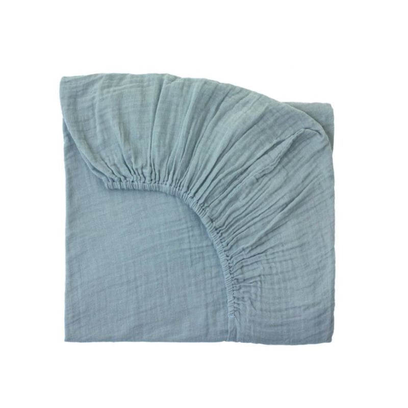 Organic Cotton Muslin Crib Sheet GOTS Certified Fitted Sheet Breathable Beige Baby Bed Cover manufacture