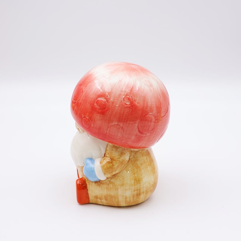 OEM Custom christmas home decor cute figure statue pink ceramic semicircle mushroom haircut gnome figurine ornaments gift details