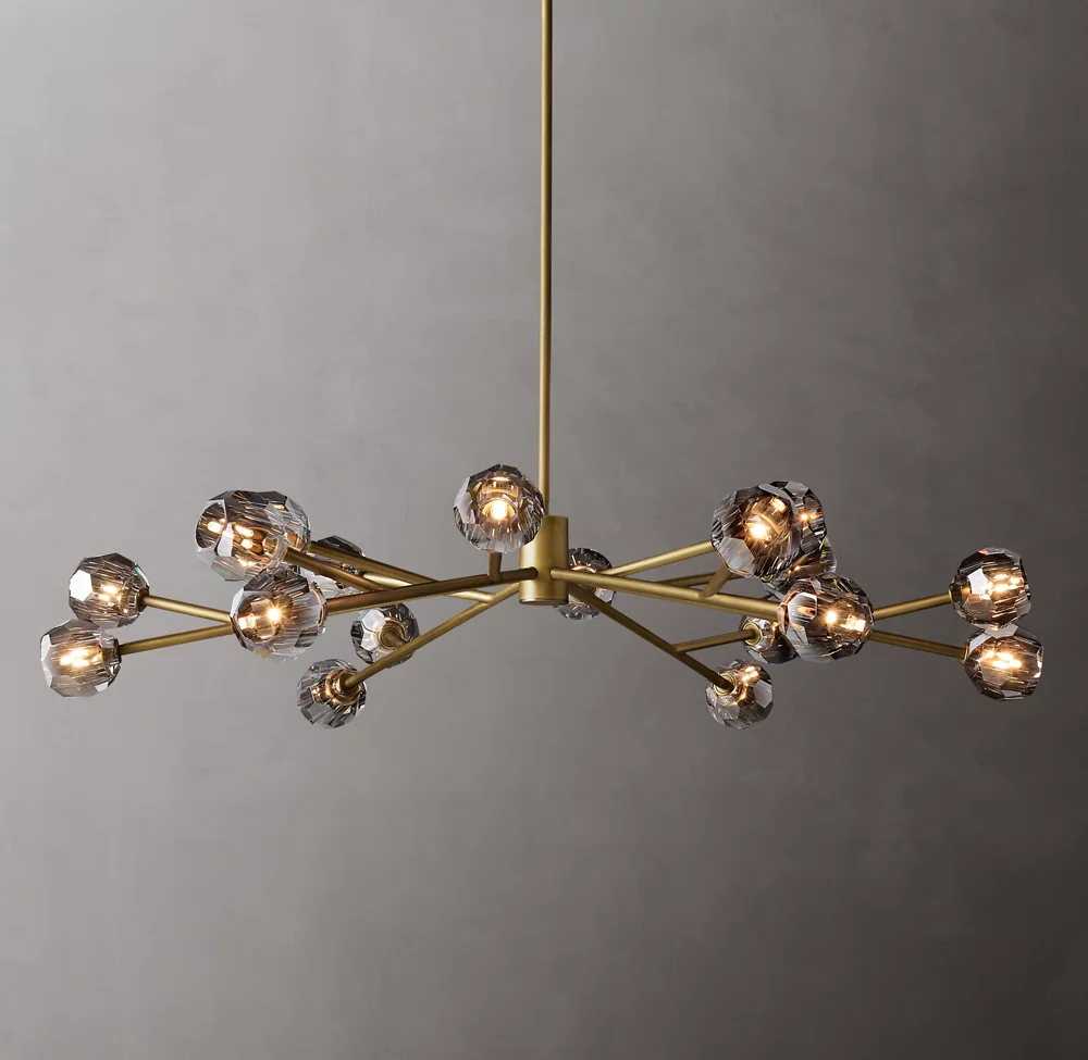 Villa Lobby Crystal Chandelier Antique Brass Pendant Hanging Lamp For Living Room factory