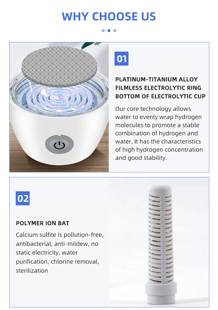 Factory Supply Maker Hydrogen Machine SPE and PEM Technology Machine Ionizer portable rich generator Water bottle manufacture