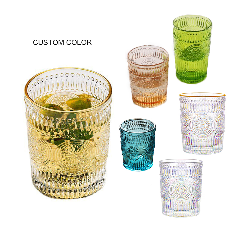 Hot sell 10 oz custom color Vintage Glassware Cocktail Juice Water Cups Whiskey wine Glass supplier