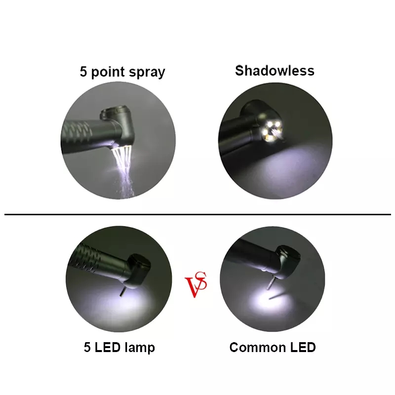 Best Sell Dental High Speed LED Generator Air Turbine Shadowless 5 LED Handpiece factory