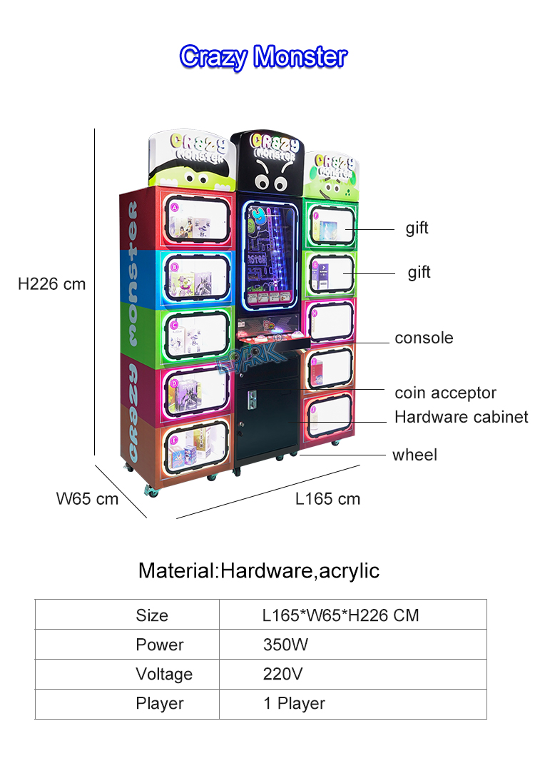 Coin Operated Arcade Toy Vending Colorful Prize Crane Doll Gifts Game Machine supplier