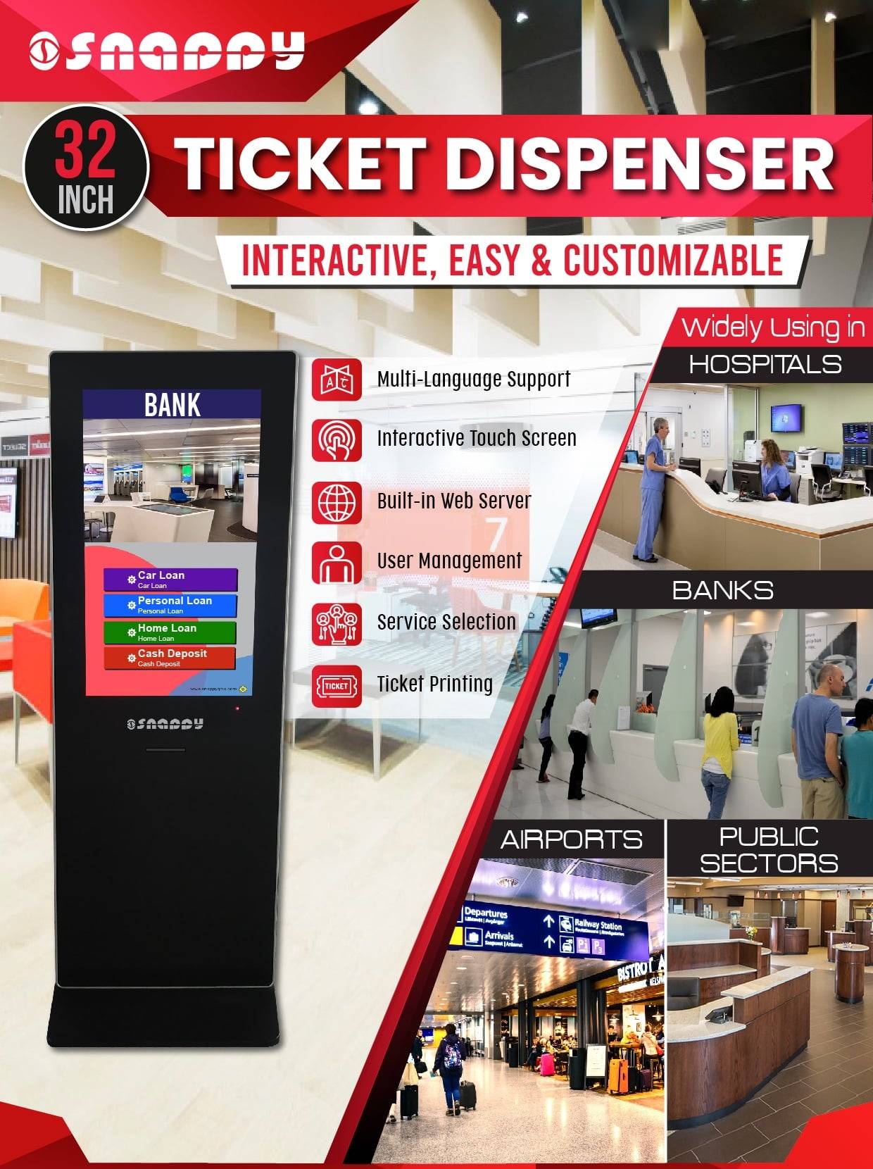 High Quality Queue Ticket Management Hospital Queuing Machines Number Display Smart Bank Queue Management System details