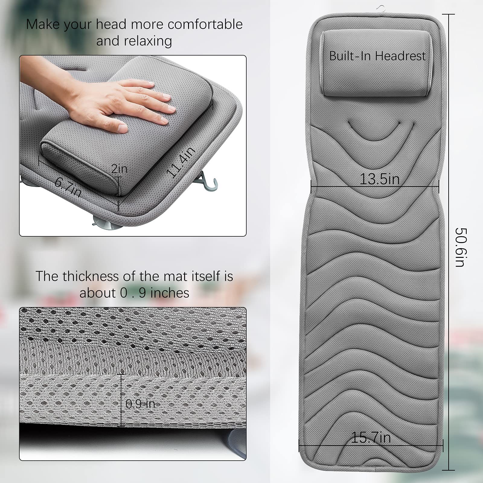 Premium Hot Non-slip Gray Full Body Bath Pillow Grey Bath Cushion For Tub Spa Bathtub Pillow Mattress for Head Neck Rest manufacture