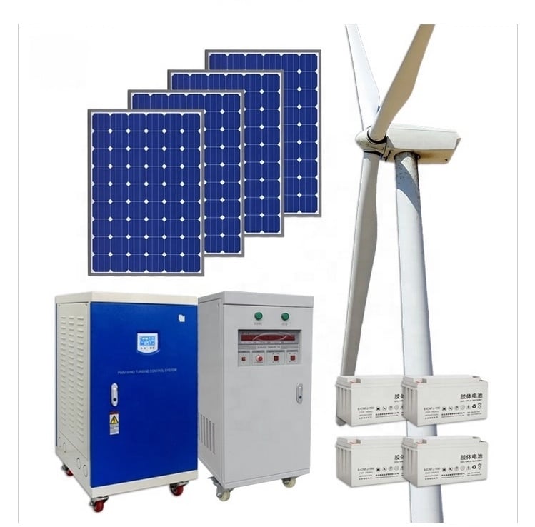 Home farm use all in one 5KW 10KW 20KW 30KW off grid Renewable free energy power solar wind hybrid system details