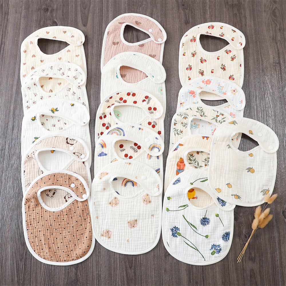 Organic Cotton Acceptable 100% Muslin Super Absorbent Cotton Baby Bib details