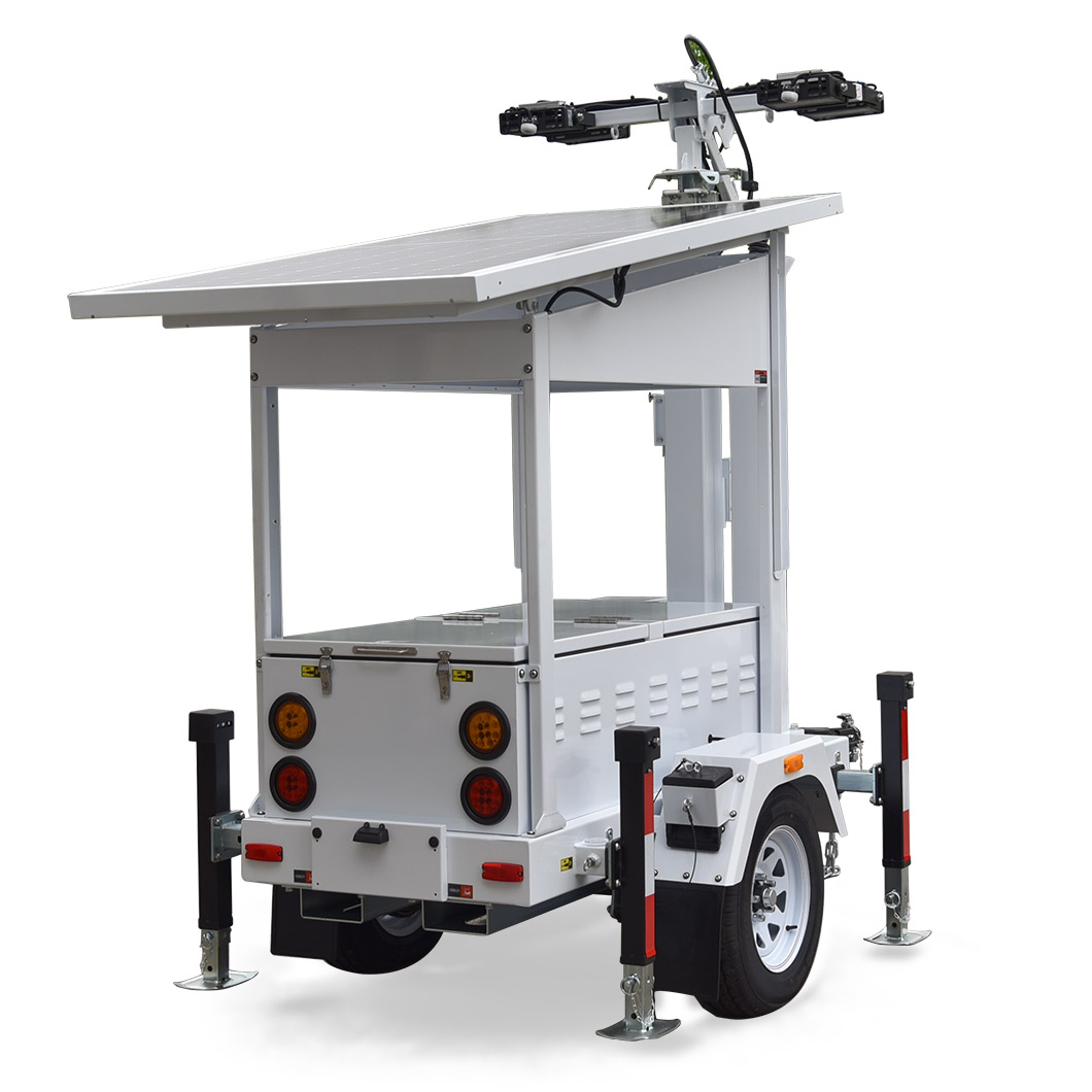 Reliable solar-powered towers for continuous off-grid lighting and surveillance