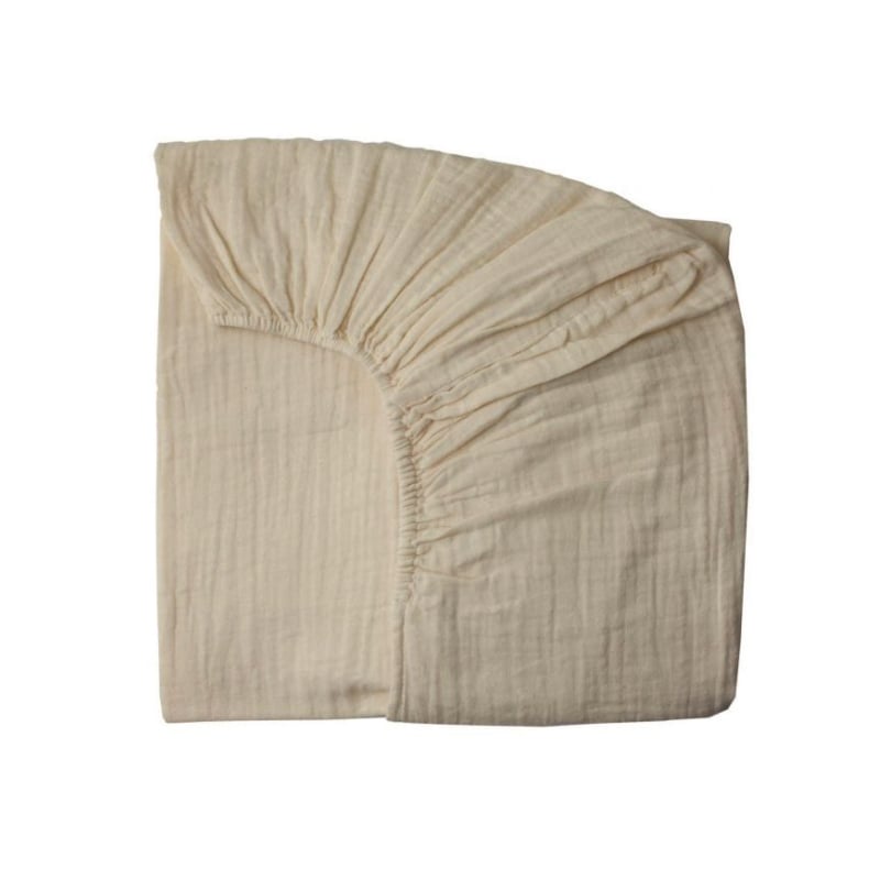 Organic Cotton Muslin Crib Sheet GOTS Certified Fitted Sheet Breathable Beige Baby Bed Cover factory