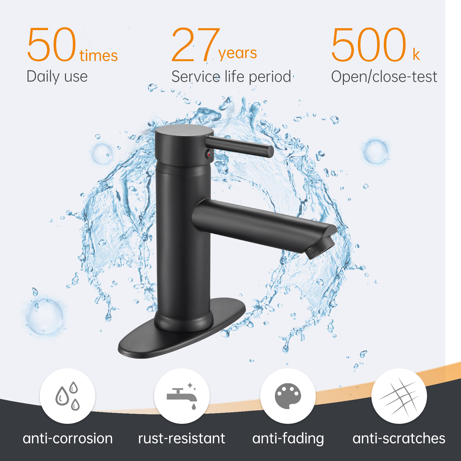 Latest Design Brass Body Zinc Handle Single Lever Basin Faucet Black Basin Mixer Faucet supplier