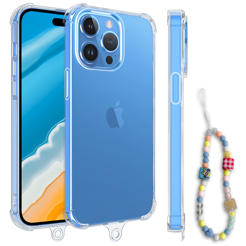 Laudtec SJK095 Quatre coins résistants aux chutes Toucher agréable trou pour porte-clé Tpu Pc Housse de téléphone Pour Iphone 15 Plus Pro Max