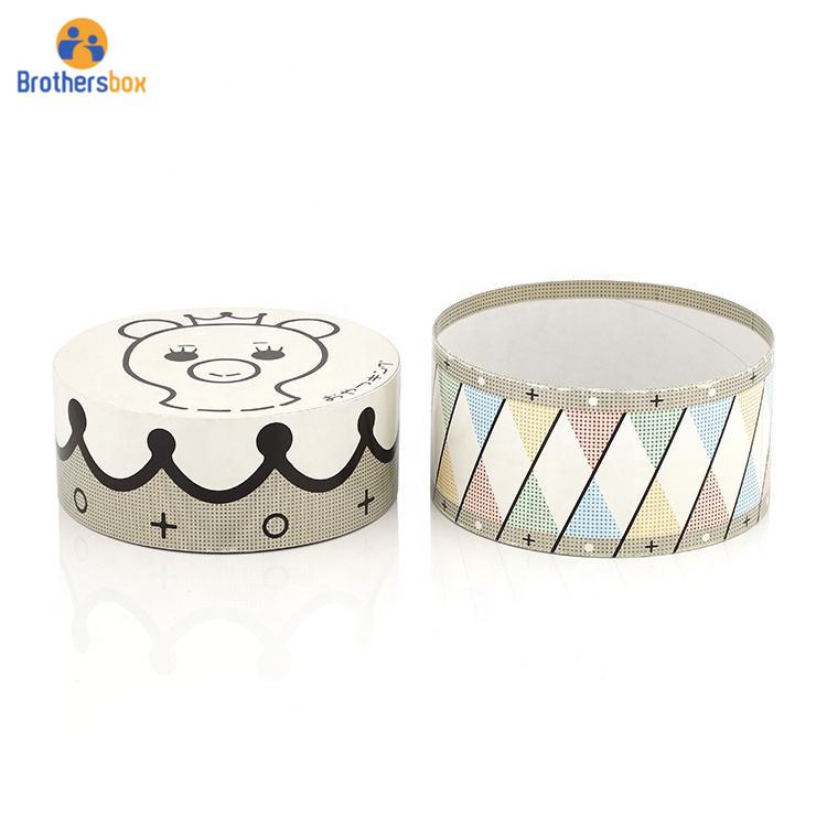 custom printed cylinder paper box  rigid cardboard gift packaging with lid-0