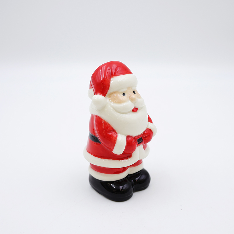 OEM Custom nordic christmas decoration 3d figure statue miniature red ceramic mini santa claus figurine ornaments gift supplier