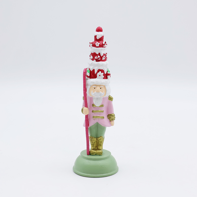 OEM Wholesale Home decor miniature statues Custom resin Christmas tree ornaments hanging pink cake soldier nutcracker figurines details