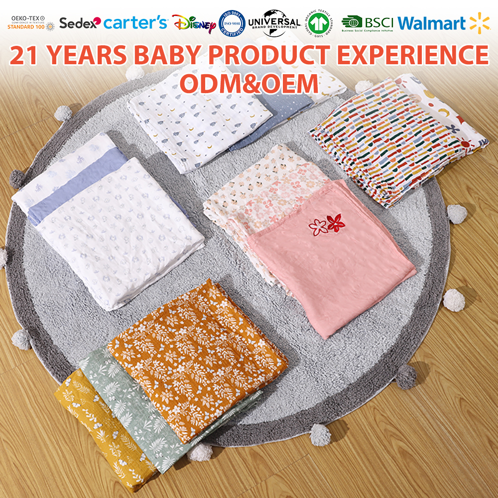 Large 47 x 47 inches 100% Cotton Muslin Baby Swaddle Blanket manufacture