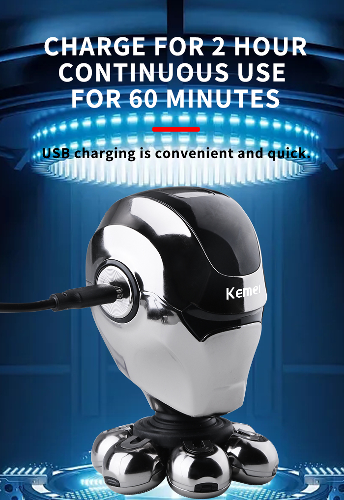KEMEI Multifunctional Electric Head Shaver 7D waterproof Heads Beard Nose Ear Hair Trimmer Razor Clipper Facial Shaver manufacture
