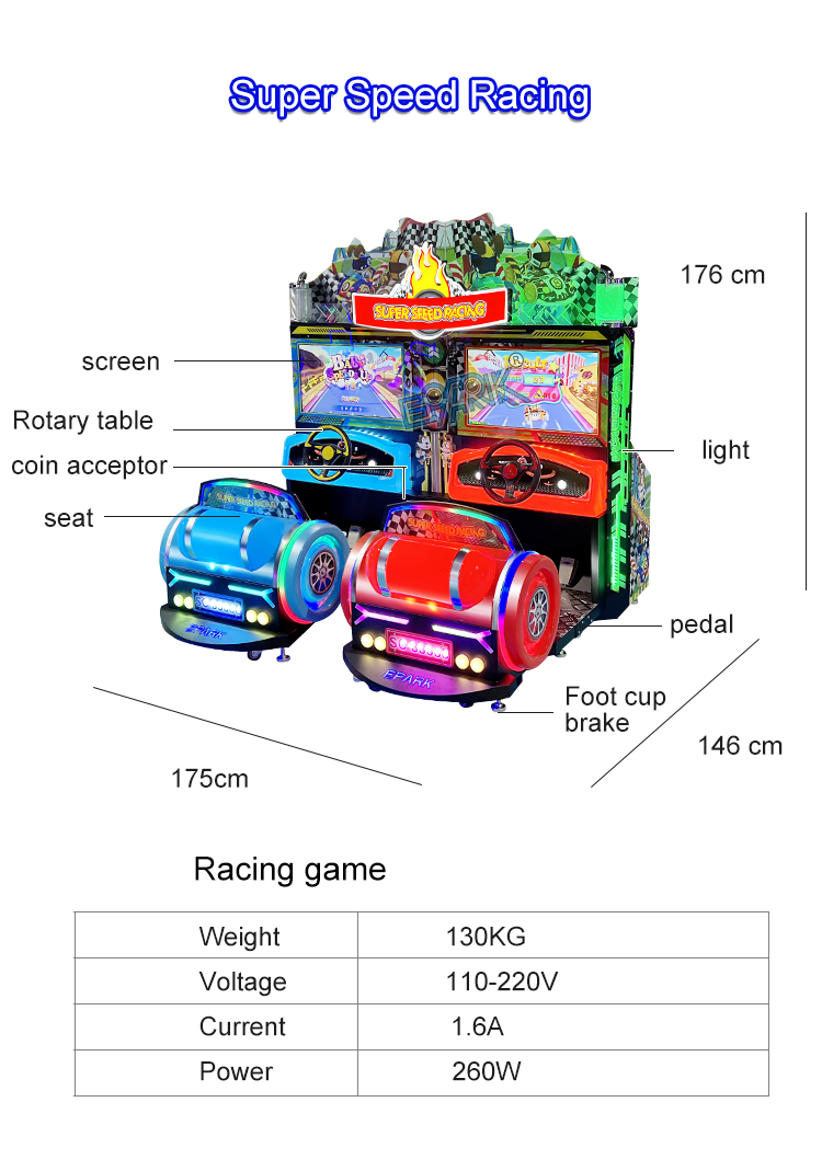 Amusement Park Coin Operated Arcade Kids Car Racing Game Machine factory