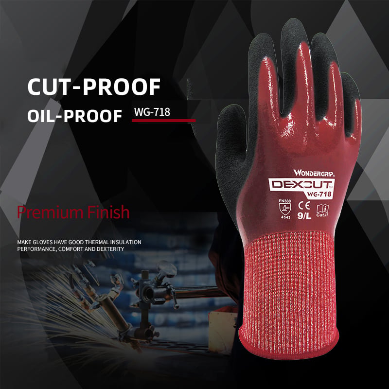 Oil Cut Work Gloves Wine Red Aramid Acrylic Mineral Fiber Nitrile Rubber Gloves supplier