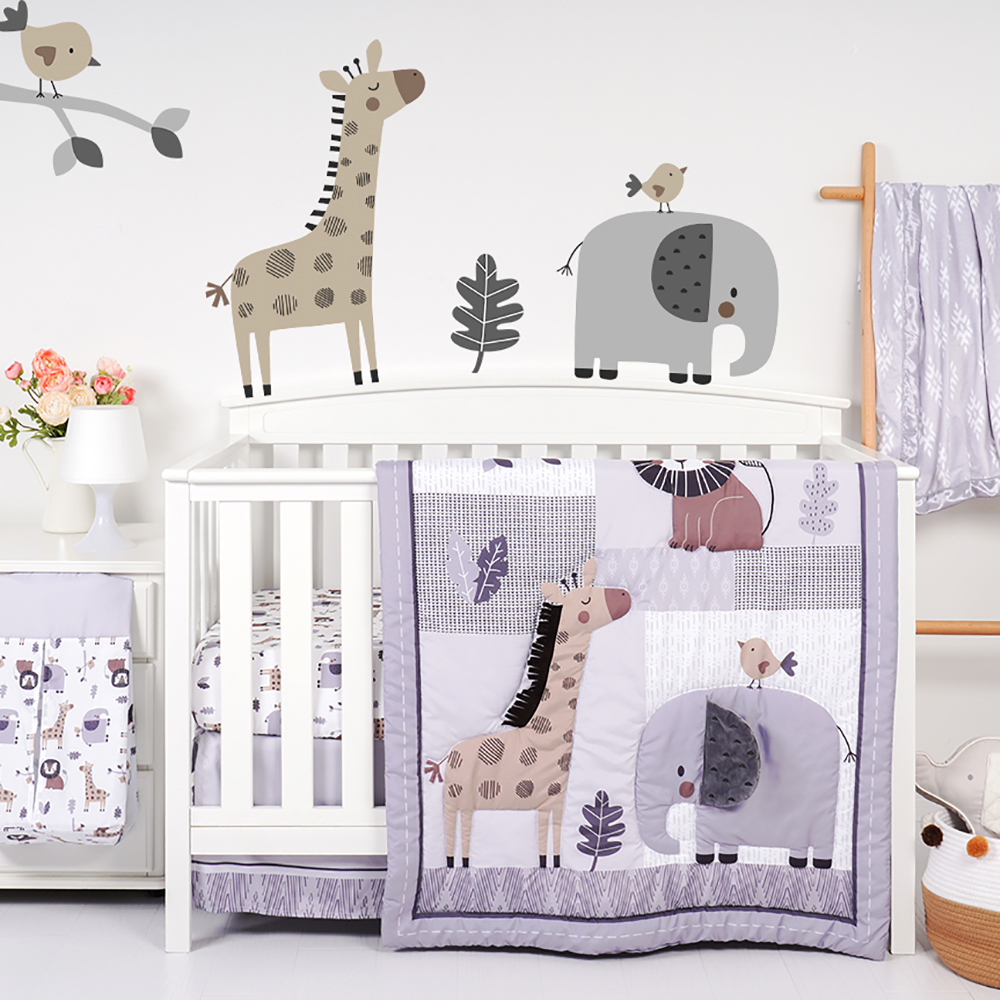 Cartoon Animal Lion Baby Bedding Set 100% Cotton Baby Crib Bedding Set For Boy manufacture
