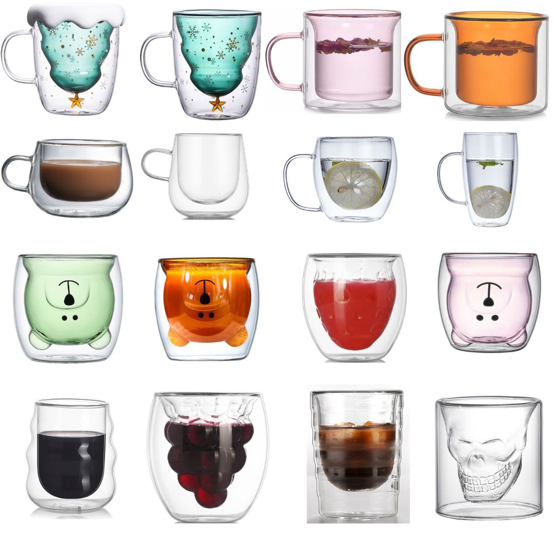450ml Heat-Resistant No Handle Double Wall Glass Coffee or Tea Cups Clear High Borosilicate Coffee Mug supplier