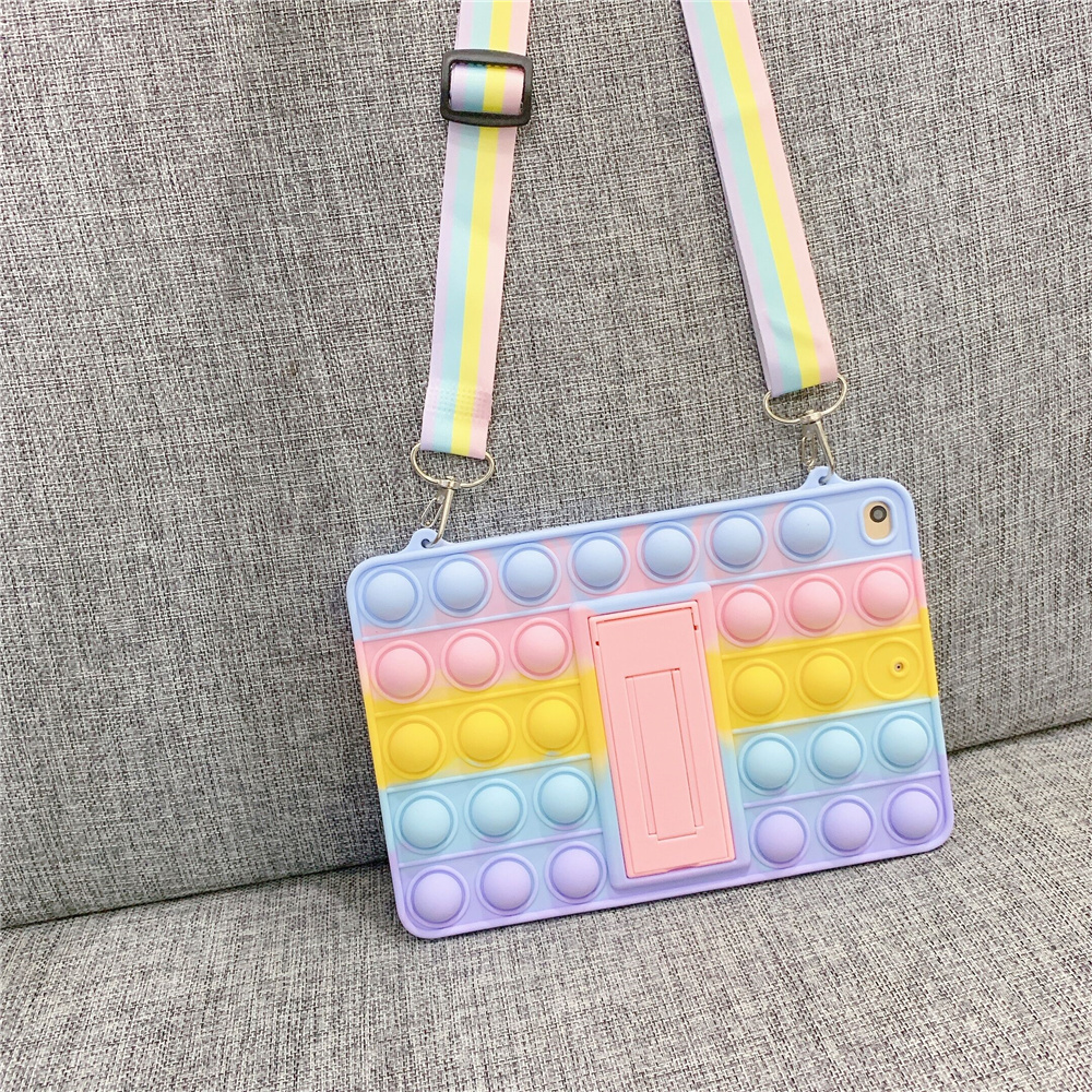 Laudtec 2021 Hot Selling Rainbow Colorful Push Bubble Silicone Protective Tablet Case With Holder For iPad manufacture