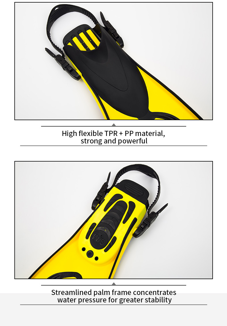 Professional TPR+PP artificial rubber silicone long deep swimming wave adult fins diving flipper scuba diving fins supplier