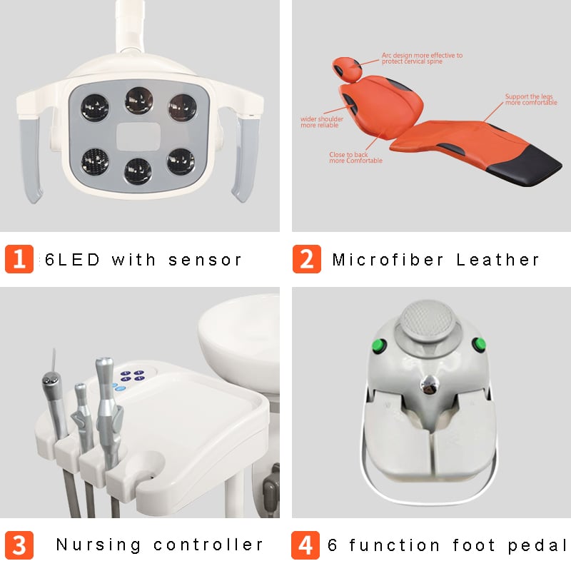 High quality dental chair High configuration with filter Ceramic spittoon Dental equipment supplier