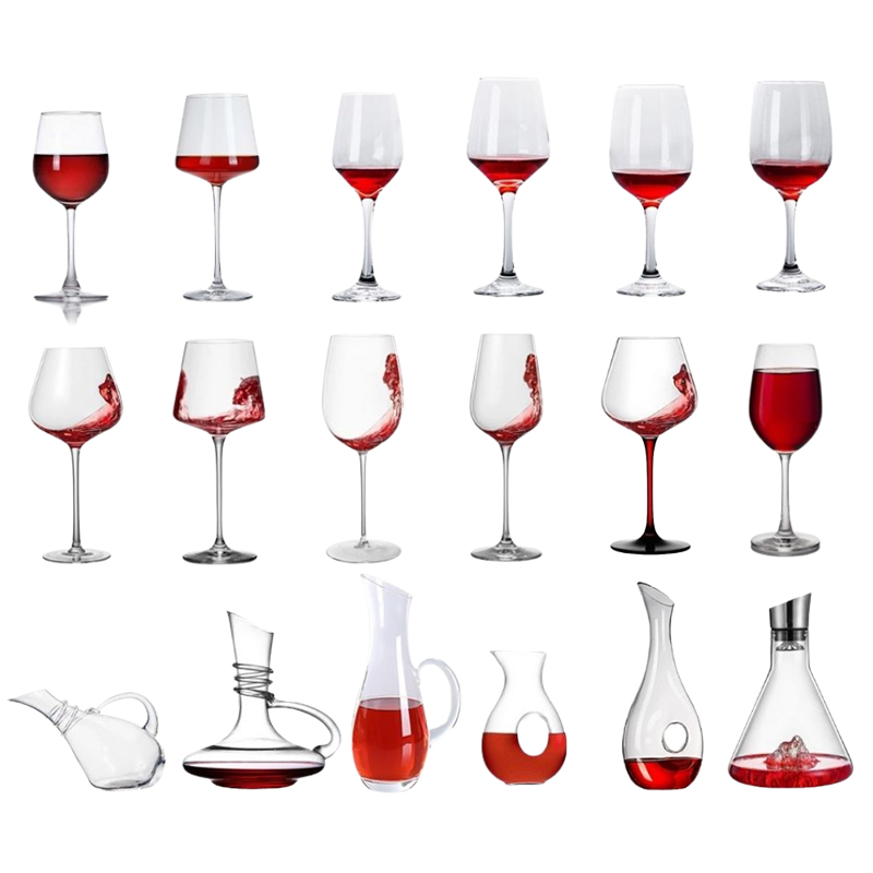Manufacturer Crystal 800ml 1800ml Customized Logo Cheap Decanter Set 2 Glasses Machine-made Wholesale Goblet Red Wine Glasses details