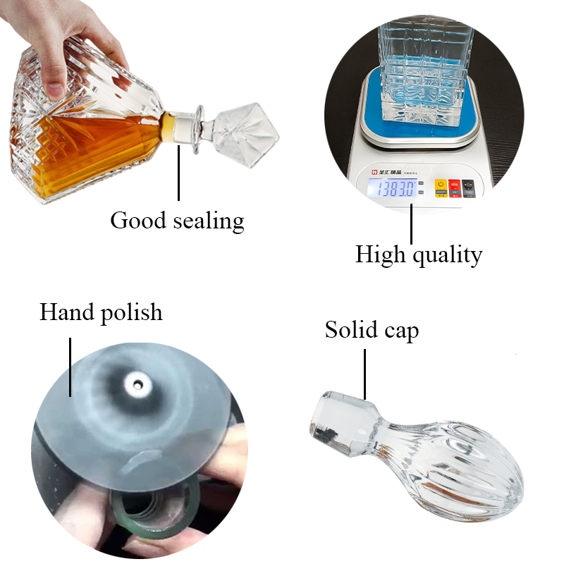 650ml 23oz Carve Triangle Whiskey Decanter Set with 6 Whisky Glasses in Gift Box Large Capacity Lead Free Crystal Clear Glass supplier