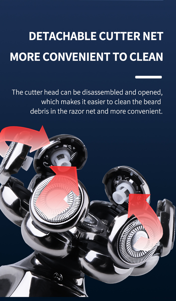 KEMEI Multifunctional Electric Head Shaver 7D waterproof Heads Beard Nose Ear Hair Trimmer Razor Clipper Facial Shaver details