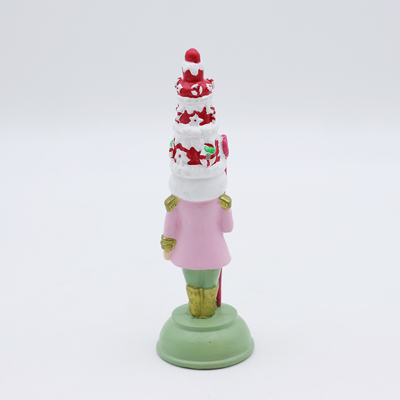 OEM Wholesale Home decor miniature statues Custom resin Christmas tree ornaments hanging pink cake soldier nutcracker figurines details