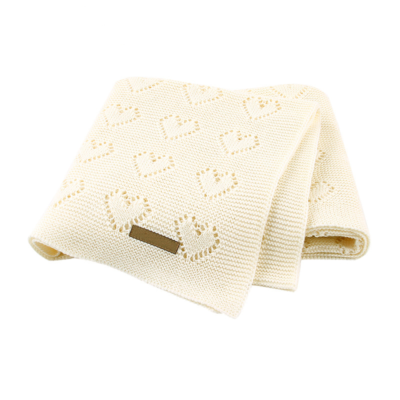 Multi-use new cotton solid baby new born organic knitted blanket hollow out blanket baby manufacture