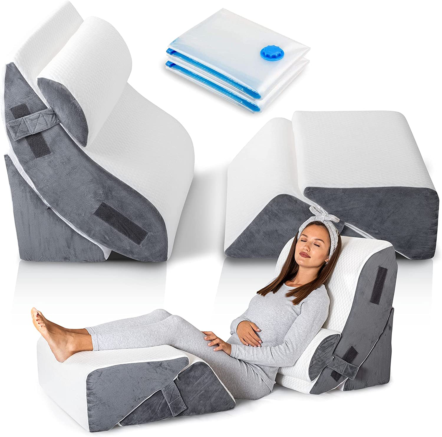 5 Pcs Adjustable Relaxing System Leg Elevation Pillow Memory Foam Bed Wedge Pillows for Back Support, Pain Relief and Recovery manufacture