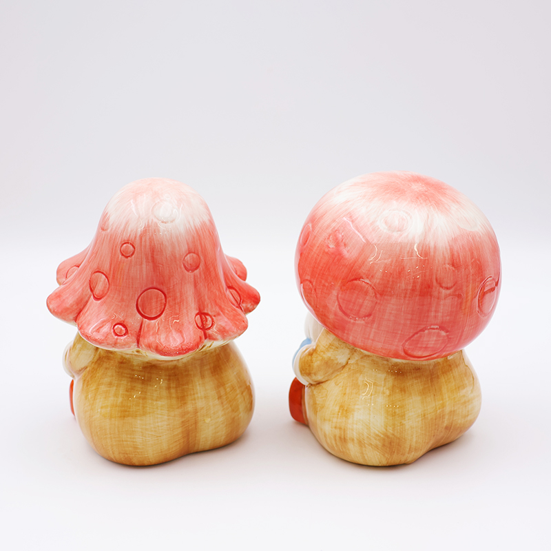 OEM Custom new christmas home decor cute 3d figure statue ceramic mushroom gnome figurine ornaments gift manufacture