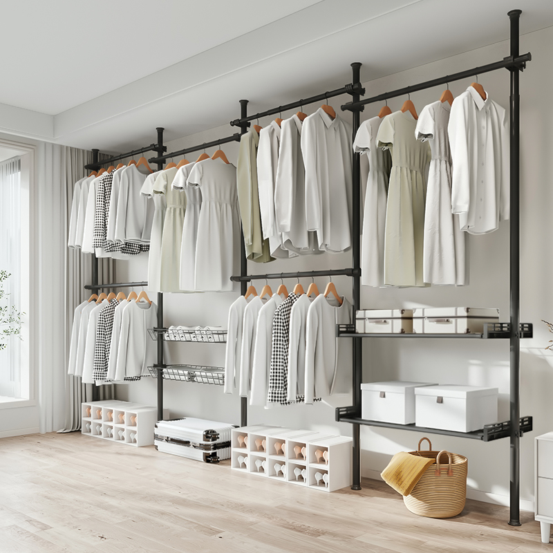 Bedroom Simple Open Clothes Closet Metal Portable Wardrobe Steel Folding Wardrobe Closet factory