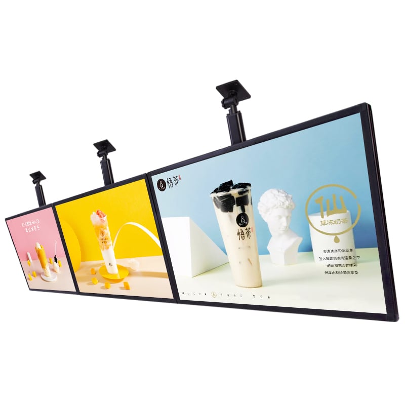 digital menu board Ultra-Thin ceiling mount advertising display for restaurant coffee shop with free software supplier