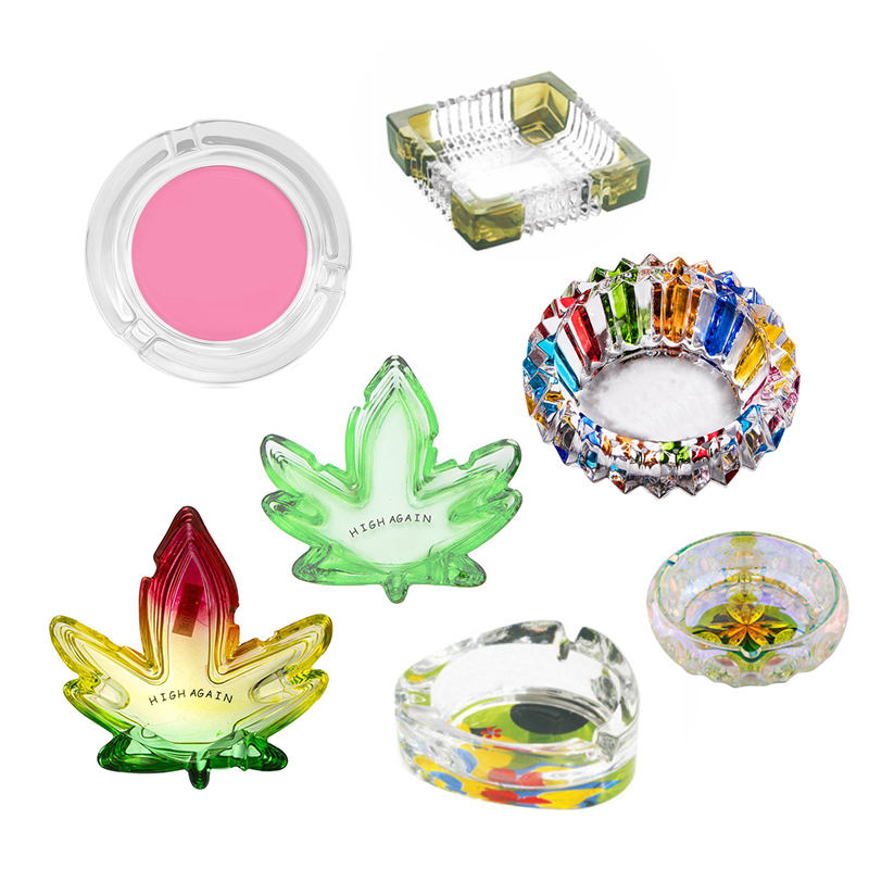 Wholesale Custom Design Logo Round Shape Home Ashtray clear glass ashtray details