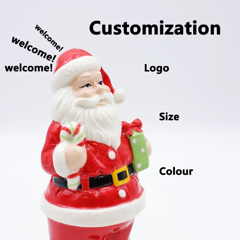 OEM Custom new nordic christmas decoration mini 3d figure statue miniature ceramic santa claus figurine ornaments gift factory