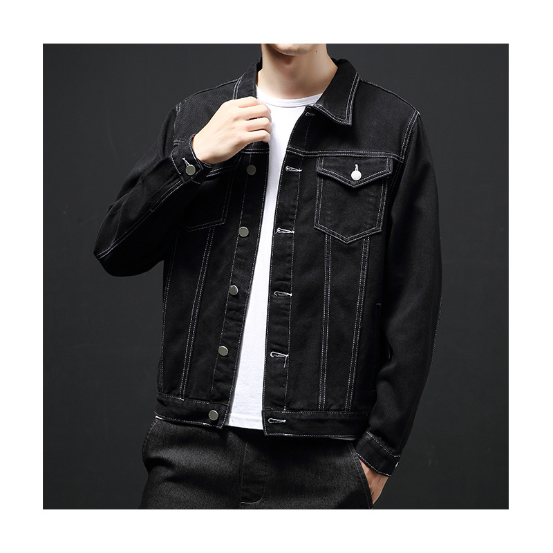 High Quality Cotton Denim Jacket Custom Men'S Long Sleeve Jacket Plus Size University Jeans Denim Jacket Coats For Man factory