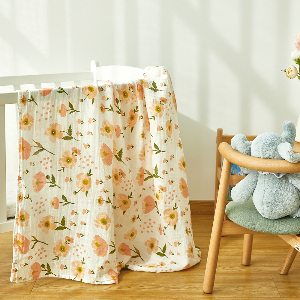 Organic Acceptable 100% Muslin cotton Unisex Swaddle Wrap Soft Baby Blanket supplier