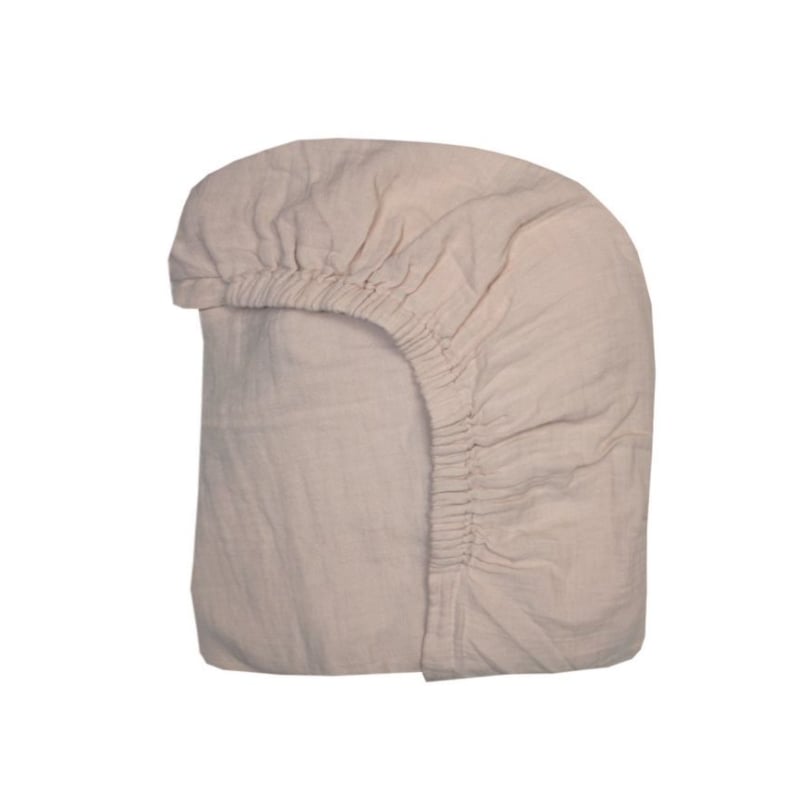 Organic Cotton Muslin Crib Sheet GOTS Certified Fitted Sheet Breathable Beige Baby Bed Cover factory
