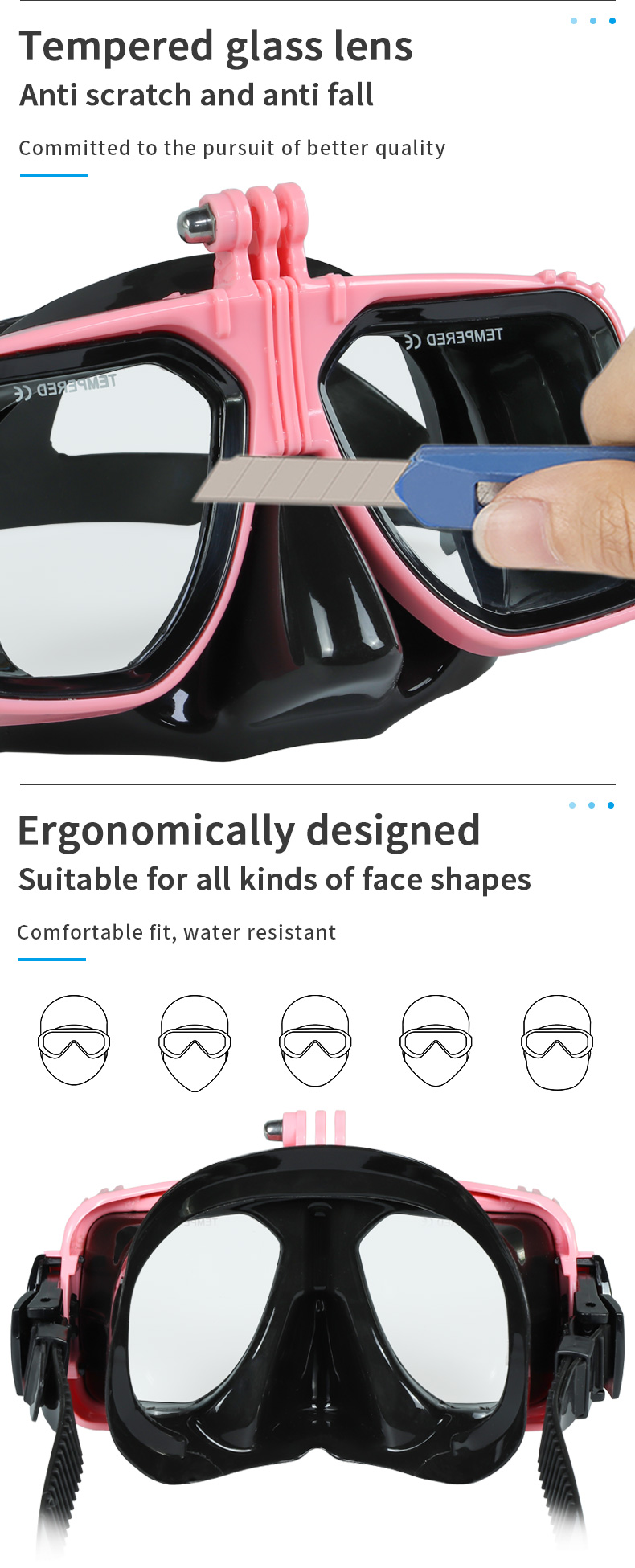 Professional Underwater Diving Mask with GoPro Mount supplier