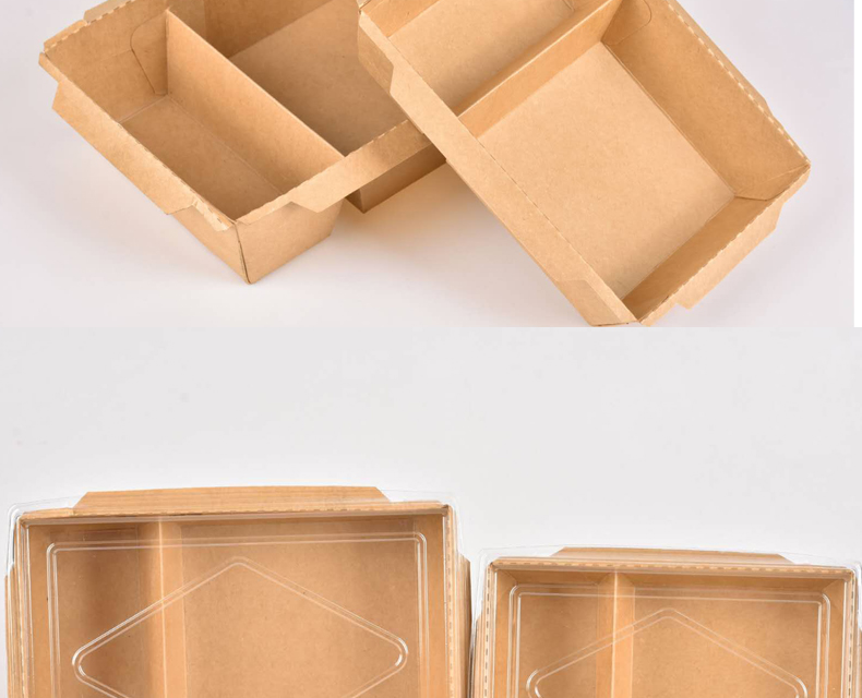 Two compartment lunch box with clear PET lid FOR take away food details