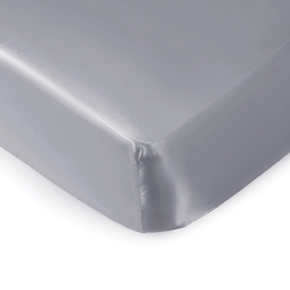Bright grey emulation silk stretch baby bedding satin baby crib sheets soft baby sheet supplier