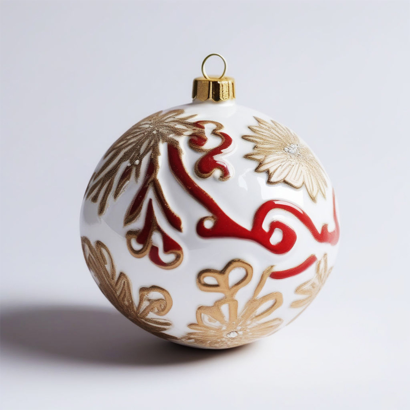 Custom home christmas hanging decor bauble wholesale unique christmas Tree simple ceramic ball ornaments supplier