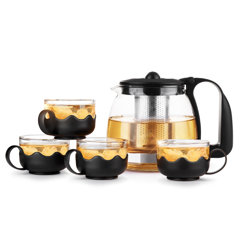 Wholesale Online Hot Sale 7pcs High Transparent Glass Teapot and Cup Set with Stainless Steel Strainer factory