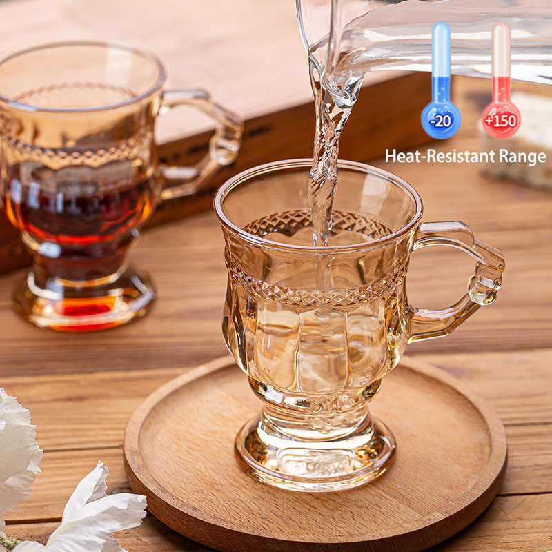 Retro Glass Juice Water Coffee Milk Glass Wine Beer Cup Drinkware for Home Bar Gift Flower Tea Cup details