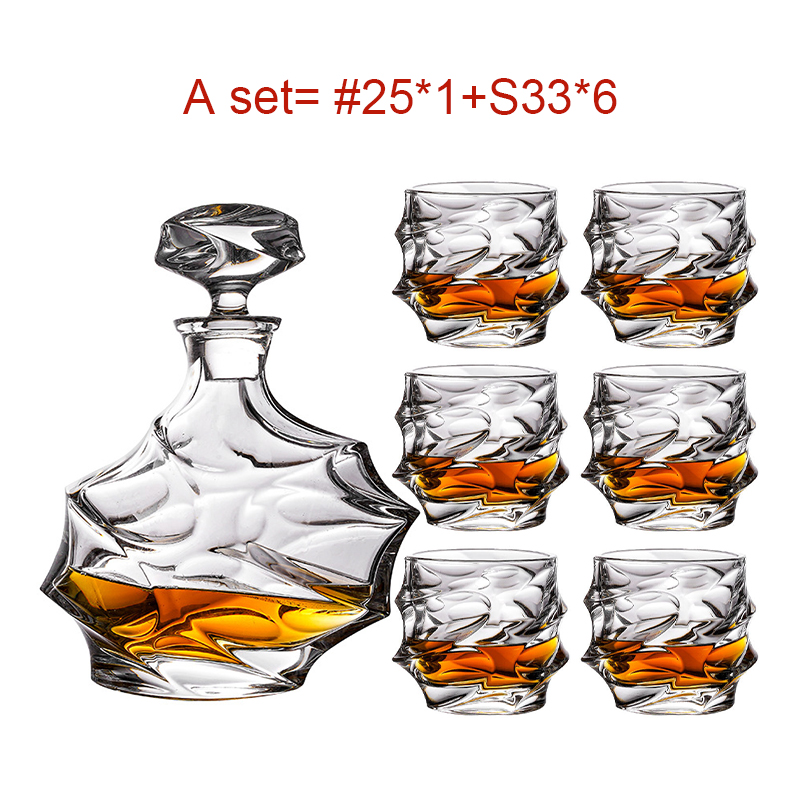 Customized Wholesale Factory 28oz Glasses Set Design Unique Glass Decanter Porcelain with Glasses Unicorn Bitumen Cristal Box supplier