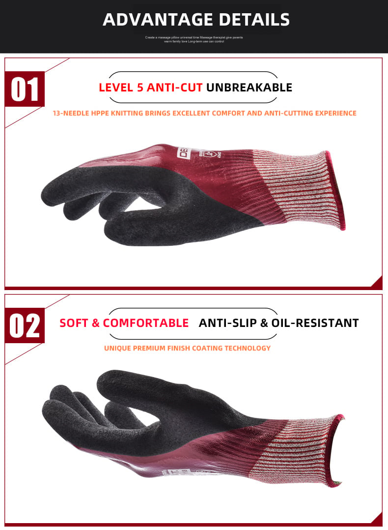 Oil Cut Work Gloves Wine Red Aramid Acrylic Mineral Fiber Nitrile Rubber Gloves supplier