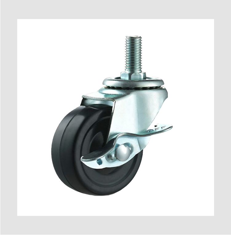 furniture caster wheel stem with brake style rubber caster wheel 1.5/2/2.5/3 inch caster wheel manufacturer for furniture manufacture